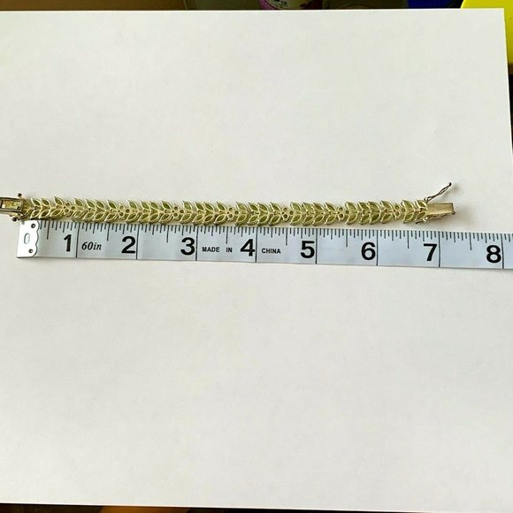 Sterling silver 925 bracelet with chrysolites 7'' - Picture 5 of 5